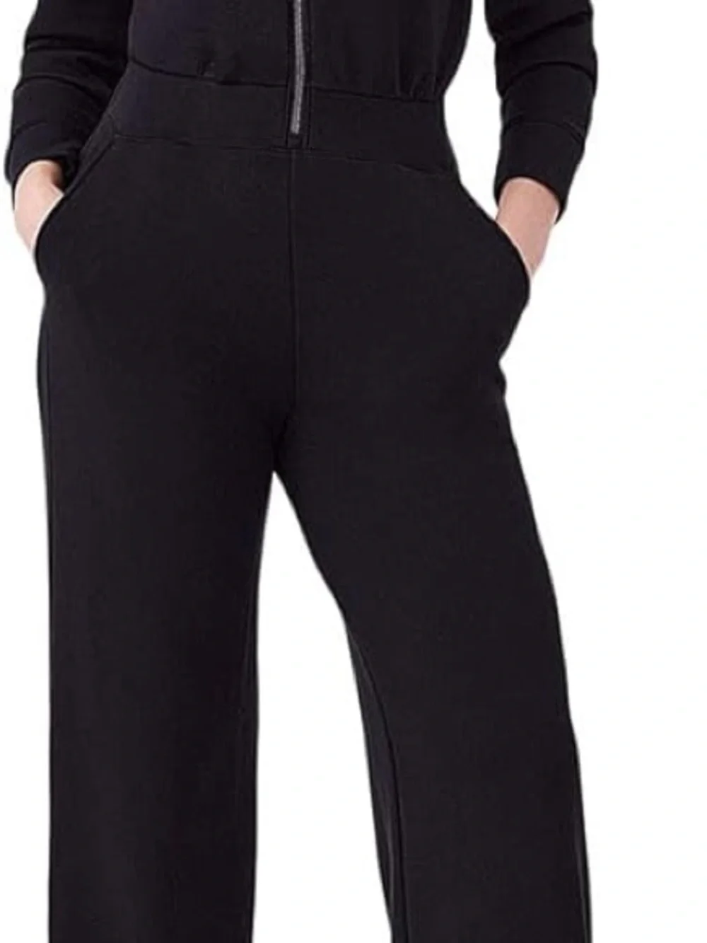 SPANX Black Zip-Front Wide-Leg Jumpsuit - Picture 2 of 3